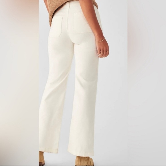 Faherty Stretch Corduroy Patch Pocket Pant Egret Fit Flare Boho Wide Leg Size 27 - Picture 2 of 9